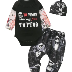 Newborn Long Sleeve Romper, Pant and Hat