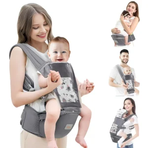 All-Season Baby Carrier with Hood – Newborn to Toddler, Multi-Position Hip Carrier