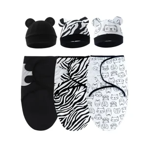 3-Piece Newborn Swaddle & Hat Set – Cozy, Snug Fit (0–3 Months)
