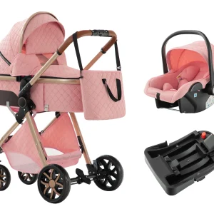 3-in-1 Baby Stroller Travel System – Adjustable Stroller, Accessories Combo & One-Click Folding